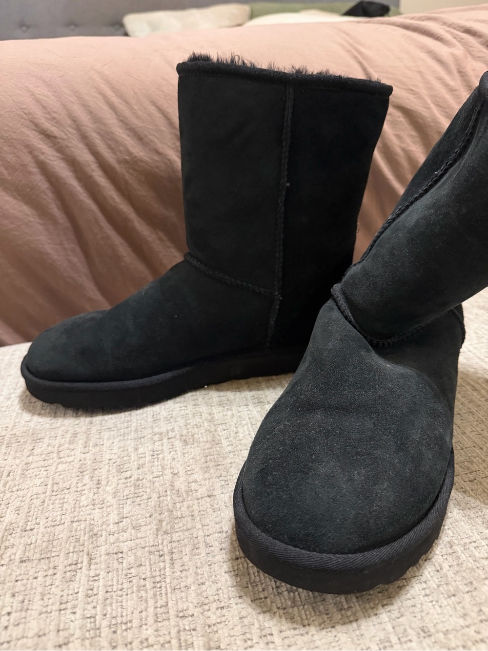 UGG Classic Short Black Suede Winter Boots - Picture 2 of 5
